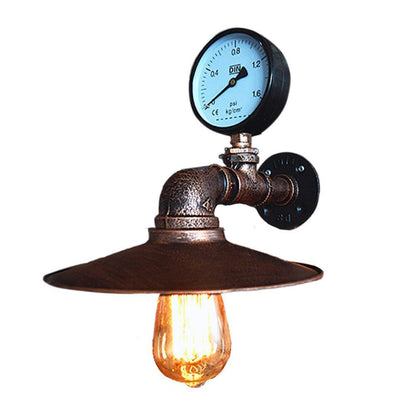 Wrought Pipe Temperature Gauge 1-Light Wall Sconce Lamp