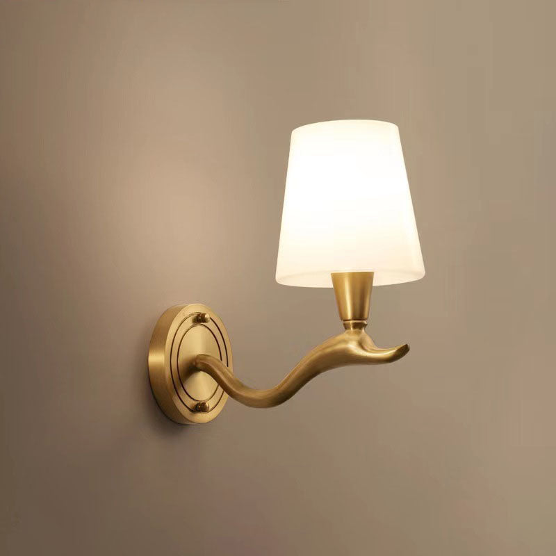 Copper Glass Swan Neck Glass 1/2 Light Wall Sconce Lamp