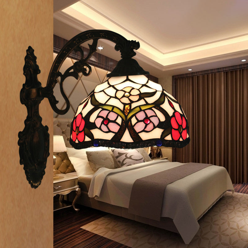 Tiffany Circle Alloy Iron Stained 1-Light Wall Sconce Lamp