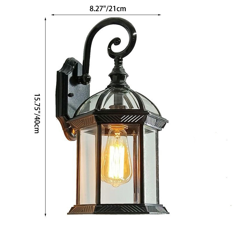 Waterproof Glass Hexagonal Prism 1-Light Wall Sconce Lamp