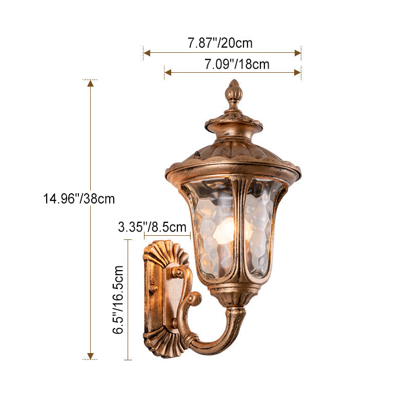 Waterproof Aluminum Glass 1-Light Outdoor Wall Sconce Lamp