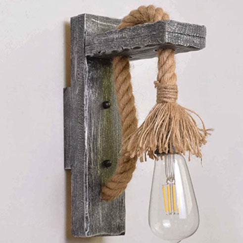 Vintage Solid Wooden Twine 1-Light Wall Sconce Lamp