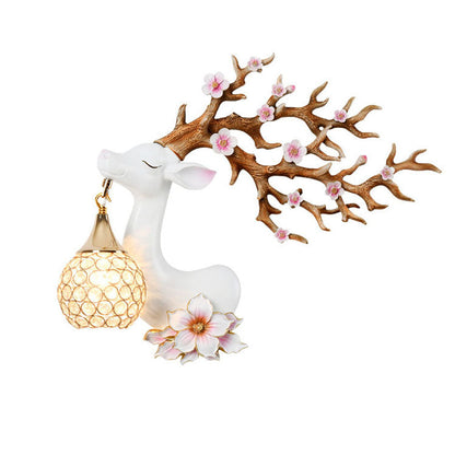 Resin Antler Crystal Ball Shade 1-Light Wall Sconce Lamp
