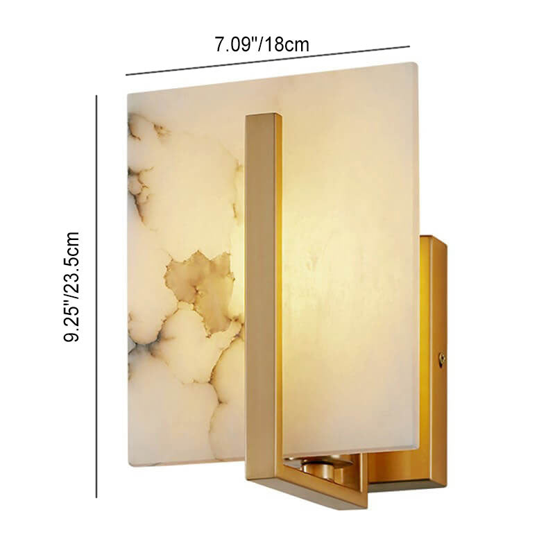 Chinese Marble Copper Square 1-Light Wall Sconce Lamp