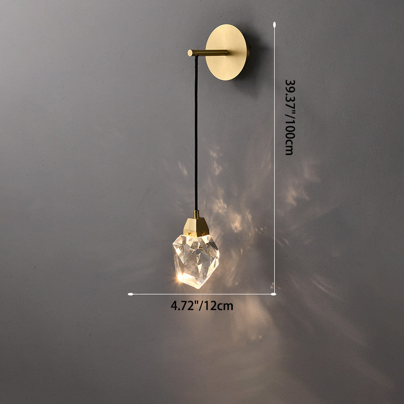 Copper Crystal Irregular Masonry 1-Light Wall Sconce Lamp