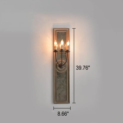 Wooden Long Frame Candelabra 3-Light Wall Sconce Lamp
