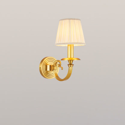 Full Frame Pleated Fabric Shade 1/2-Light Wall Sconce Lamp
