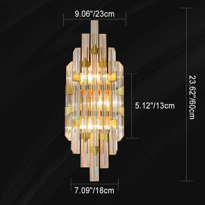 Luxury Stripe Hardware Crystal 2/4 Light Wall Sconce Lamp
