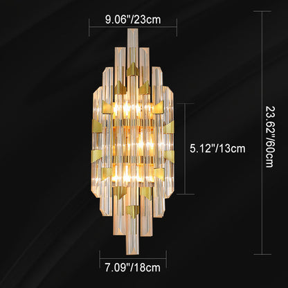 Luxury Stripe Hardware Crystal 2/4 Light Wall Sconce Lamp