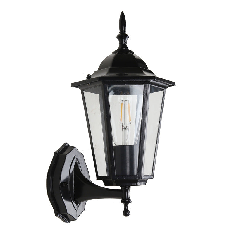 Hexagonal Frosted Glass 1-Light Outdoor Wall Sconce Lamp