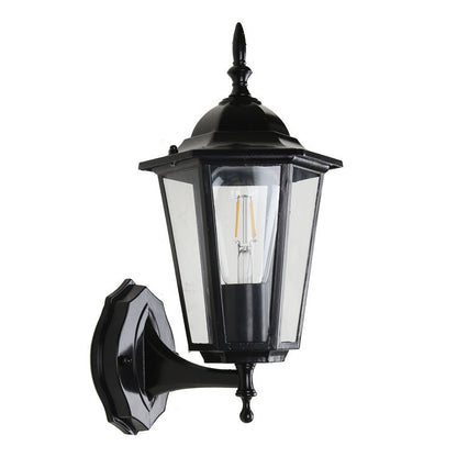 Hexagonal Frosted Glass 1-Light Outdoor Wall Sconce Lamp