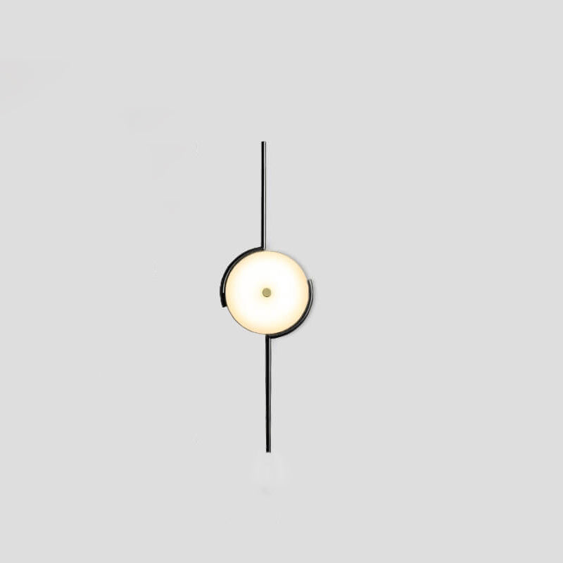 Light Geometric Round Clock Design 1-Light Wall Sconce Lamp