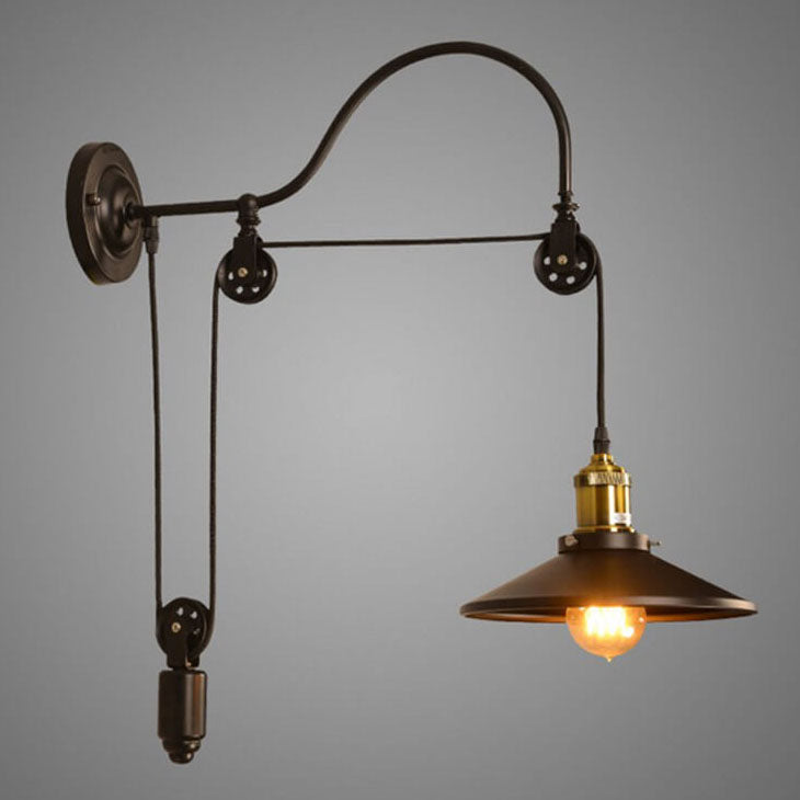 Contemporary Industrial Iron Round 1-Light Wall Sconce Lamp