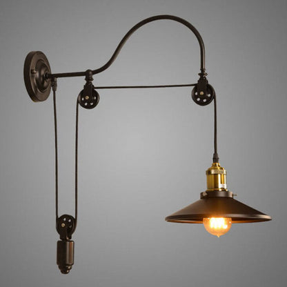 Contemporary Industrial Iron Round 1-Light Wall Sconce Lamp
