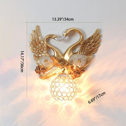 European Swan Orb Resin Iron 1-Light Wall Sconce Lamp