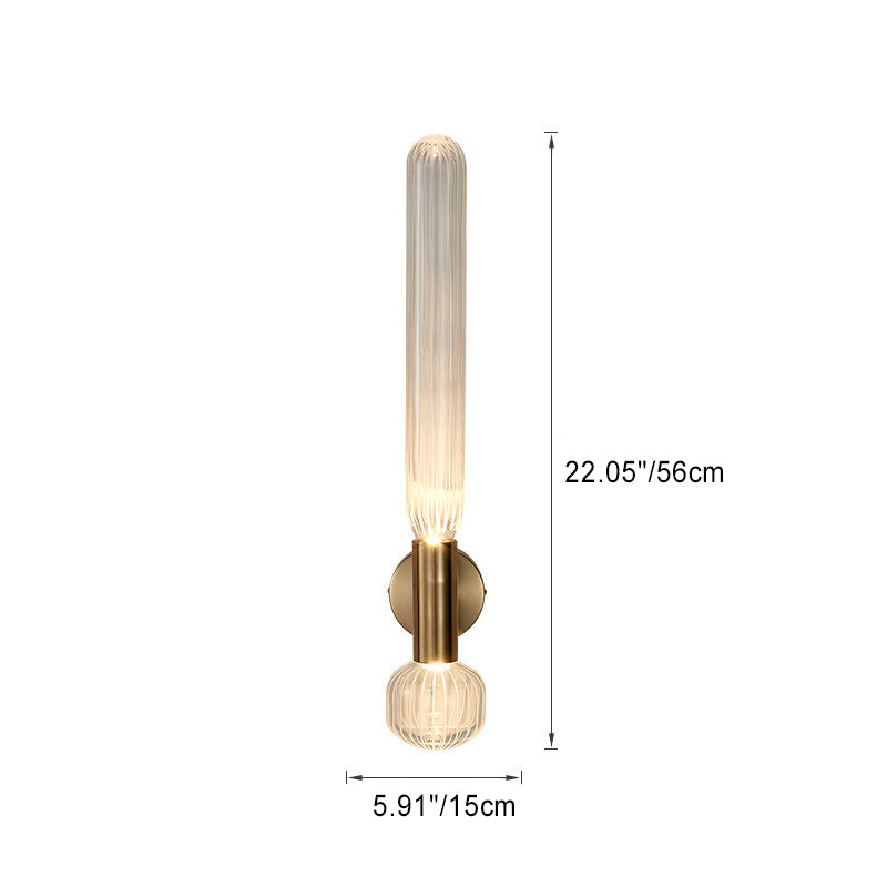 Minimalist Cylinder Striped Glass Iron LED Wall Sconce Lamp