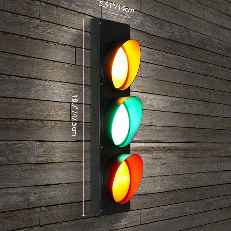 Rectangle Traffic Signal Iron Glass LED Wall Sconce Lamp