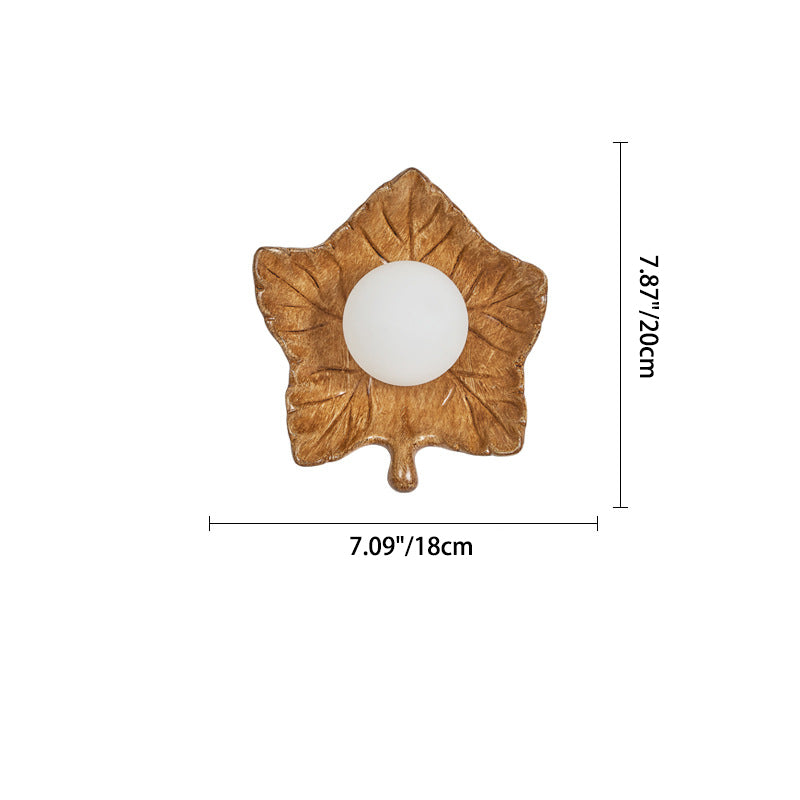 Creative Resin Glass Maple Leaf 1-Light Wall Sconce Lamp