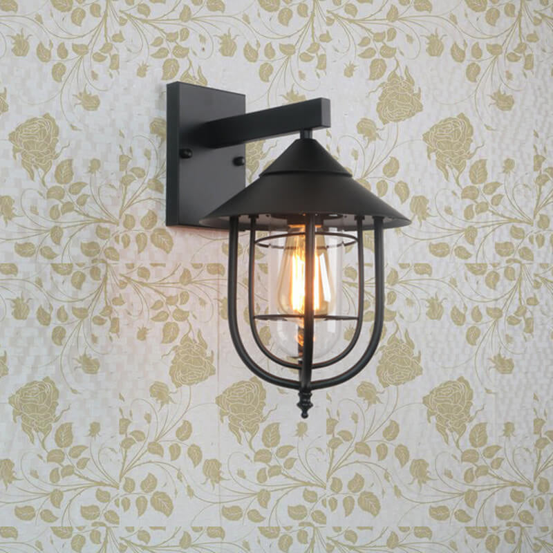 Iron Lantern Indoor Outdoor 1-Light Wall Sconce Lamp