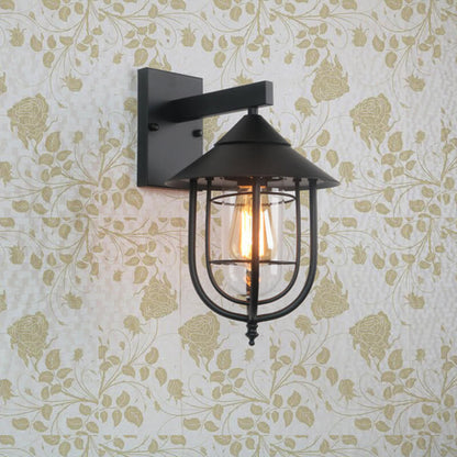 Iron Lantern Indoor Outdoor 1-Light Wall Sconce Lamp