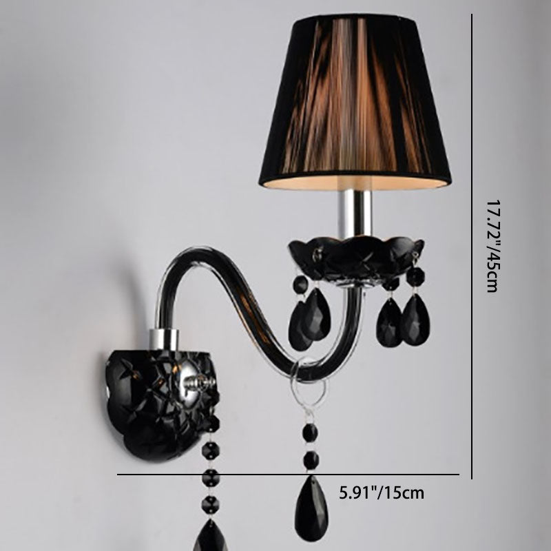 Round Petal Shaped Crystal Glass 1/2 Light Wall Sconce Lamp