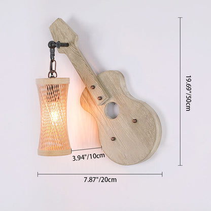 Wooden Violin Cylinder Shade 1-Light Wall Sconce Lamp
