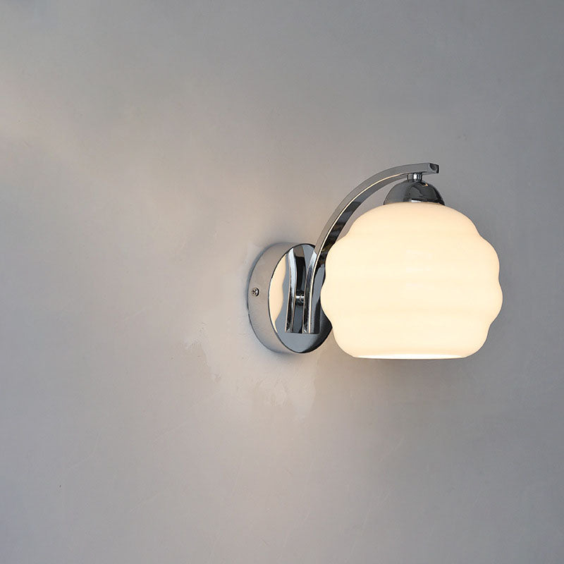 Simplicity Iron Glass Round Ball 1-Light Wall Sconce Lamp