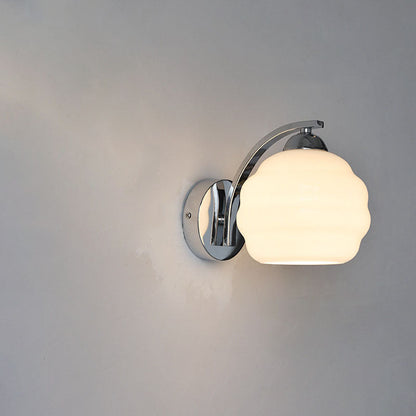 Simplicity Iron Glass Round Ball 1-Light Wall Sconce Lamp