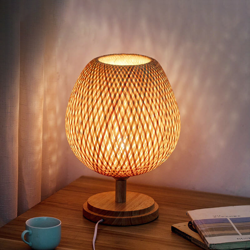 Traditional Wood Bamboo Table Lamp