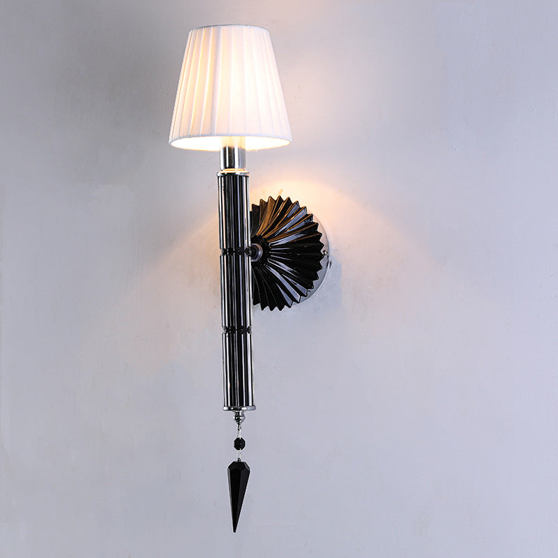 European Light Crystal Fabric 1-Light Wall Sconce Lamp