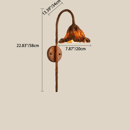 Chinese Iron Flower Lotus Leaf 1-Light Wall Sconce Lamp