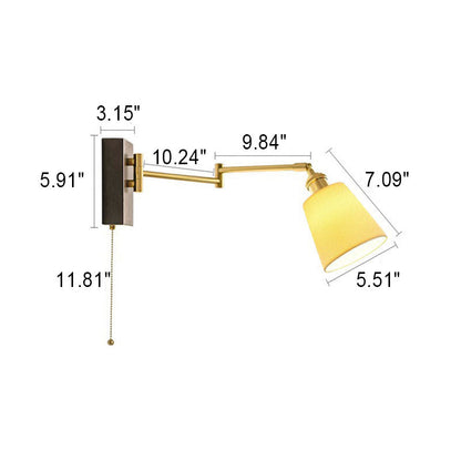 Japanese Walnut Retractable 1-Light Wall Sconce Lamp