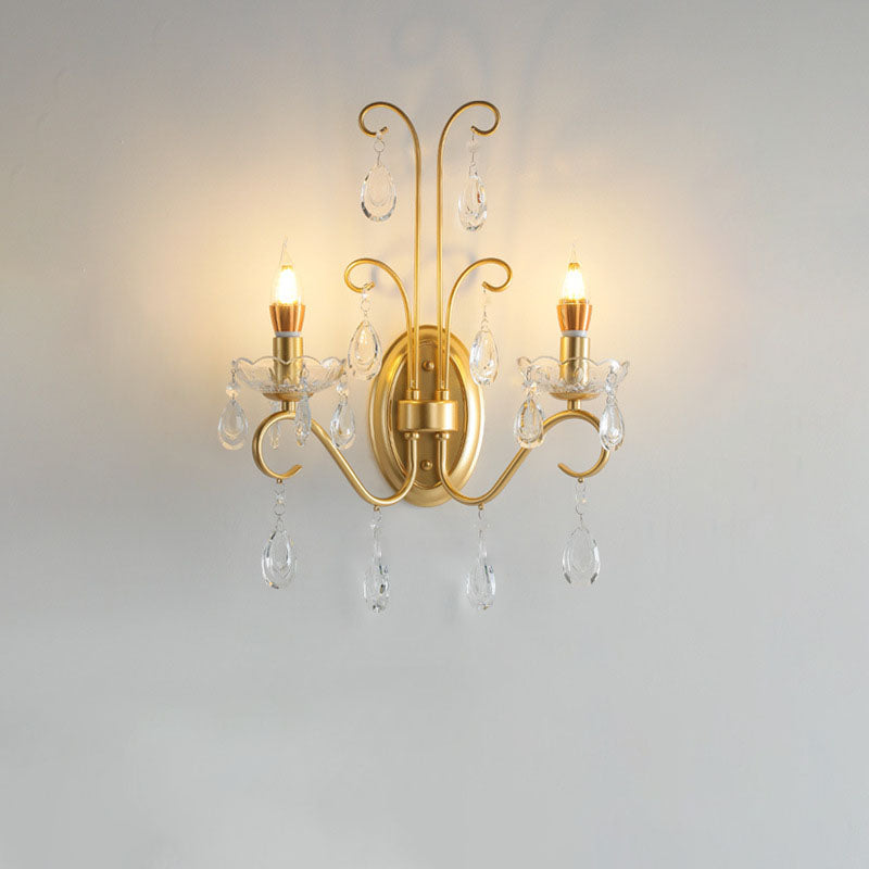 Traditional French Crystal Branch 2-Light Wall Sconce Lamp