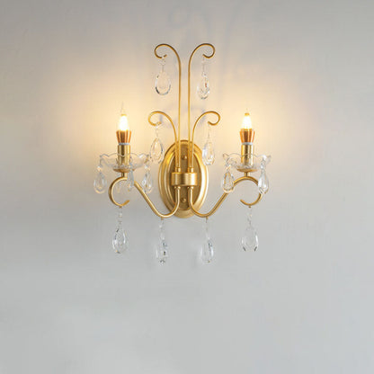 Traditional French Crystal Branch 2-Light Wall Sconce Lamp