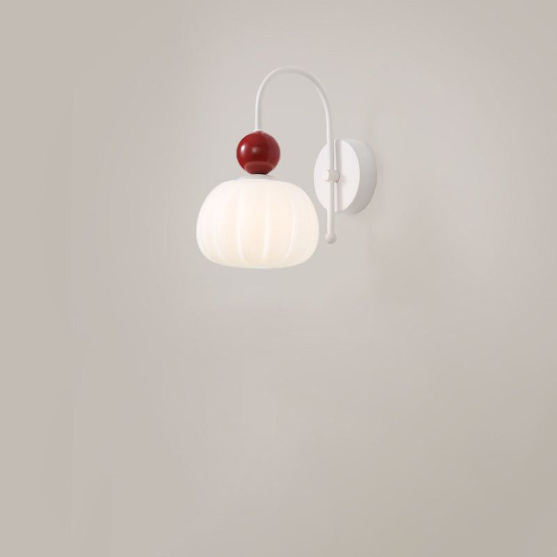 French Pumpkin Cotton PE Shade 1-Light Wall Sconce Lamp