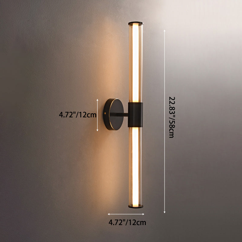 Minimalist Cylindrical Copper Glass LED Wall Sconce Lamp