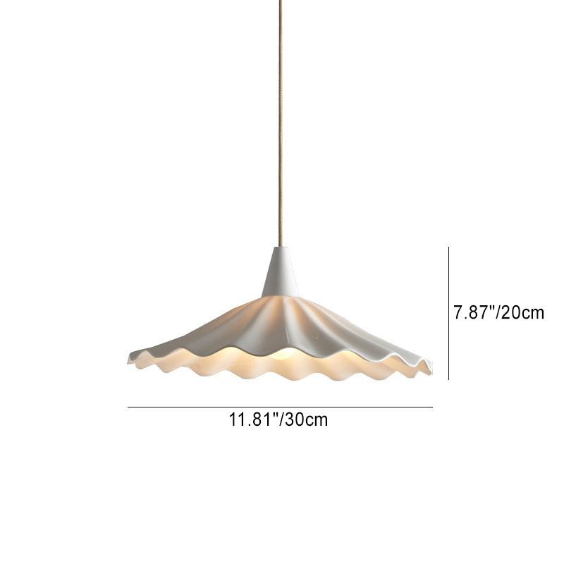 Minimalist Round Pleated Ceramic 1-Light Pendant Light