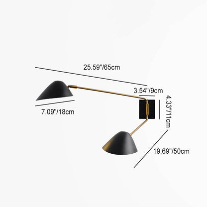 Light Iron Long Arm 1/2-Light Wall Sconce Lamp