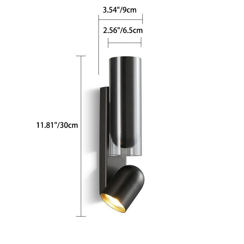 Rotatable Cylinder Metal Glass 2-Light Wall Sconce Lamp