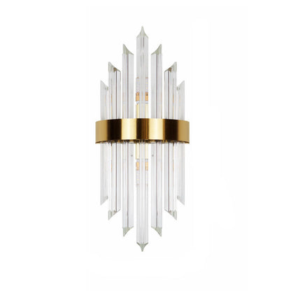 Glass Crystal Rod Stainless Steel 2-Light Wall Sconce Lamp