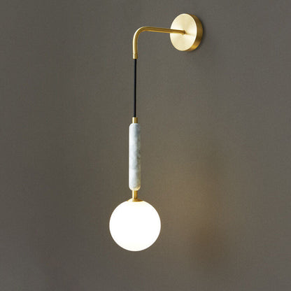 Ball Shade Marble Arm Hanging 1-Light Wall Sconce Lamp