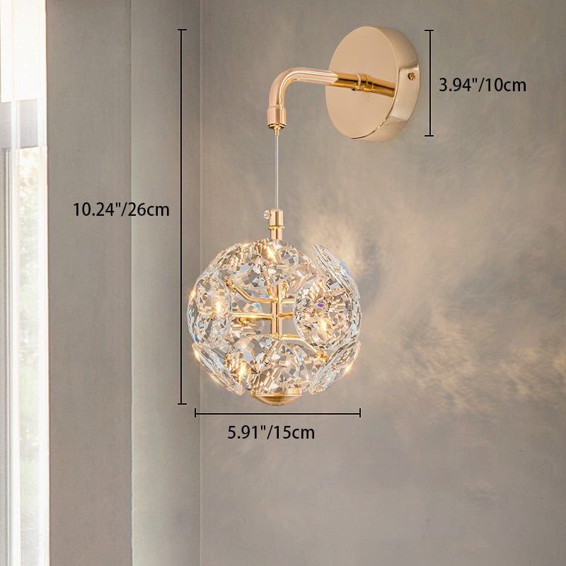 Crystal Round Shade Dandelion Design LED Wall Sconce Lamp