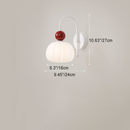 French Pumpkin Cotton PE Shade 1-Light Wall Sconce Lamp