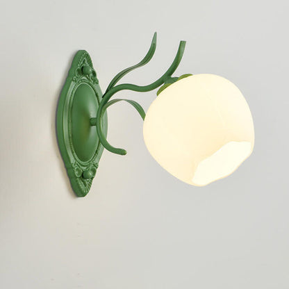 Nordic Floral Glass Round 1/2 Light Wall Sconce Lamp