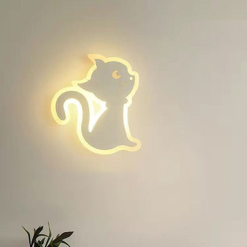 Simplicity Cartoon Cat Iron Acrylic LED Wall Sconce Lamp