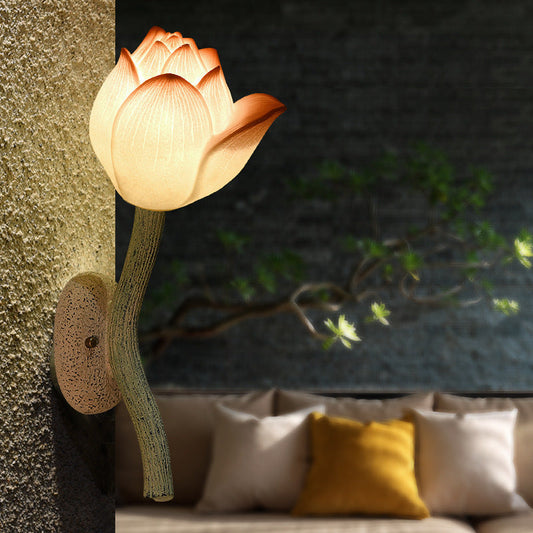 Chinese Lotus Flower Hardware 1-Light Wall Sconce Lamp