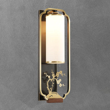 New Copper Glass Column Ring 1-Light Wall Sconce Lamp