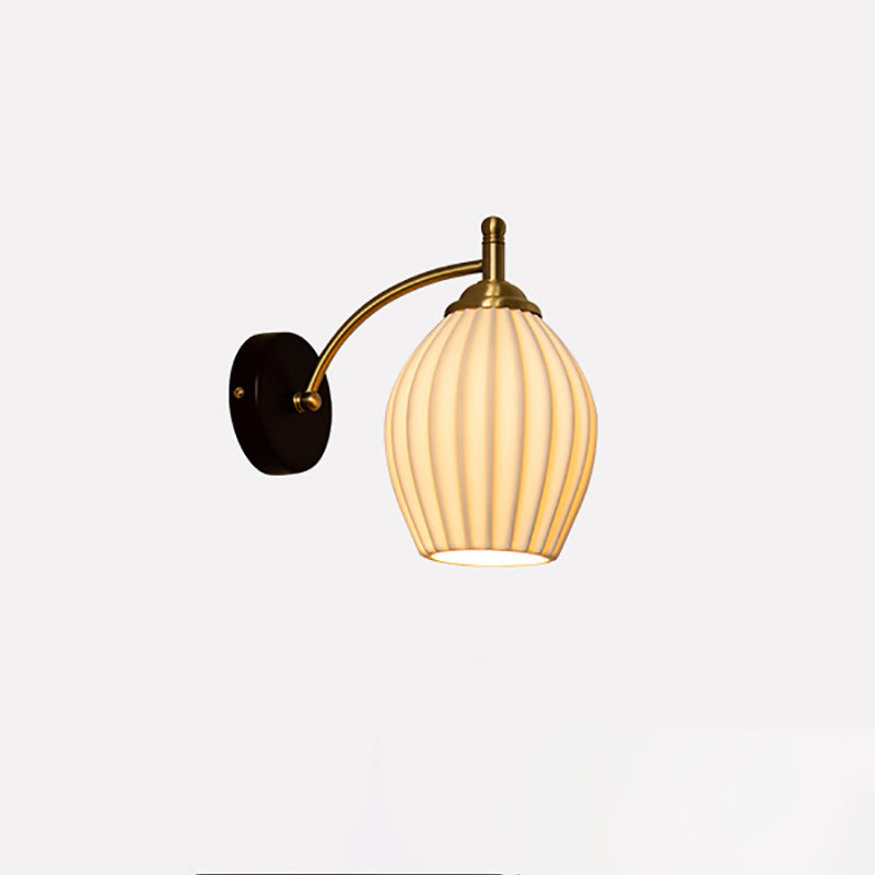 French Flower Shade Solid Wood Base 1-Light Wall Sconce