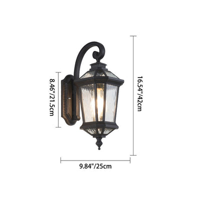 Waterproof Glass Octagon Cylinder 1-Light Wall Sconce Lamp