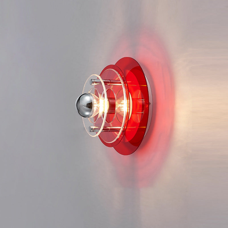 Multi-Layer Saucer Iron Acrylic 1-Light Wall Sconce Lamp